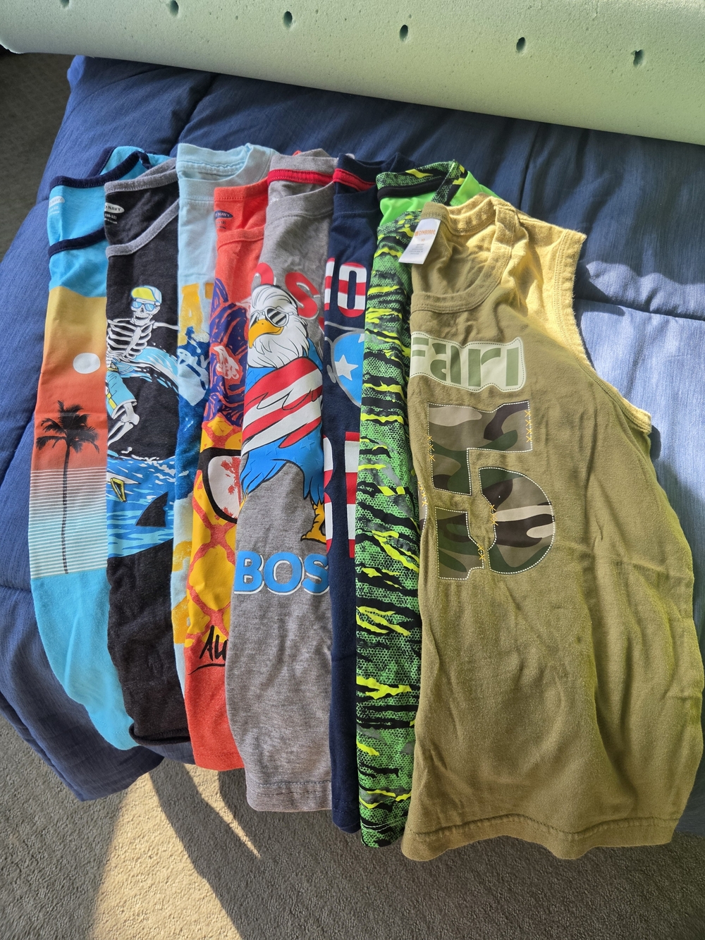 Kids Sleeveless Tank Top Bundle - Green & Multi-Color